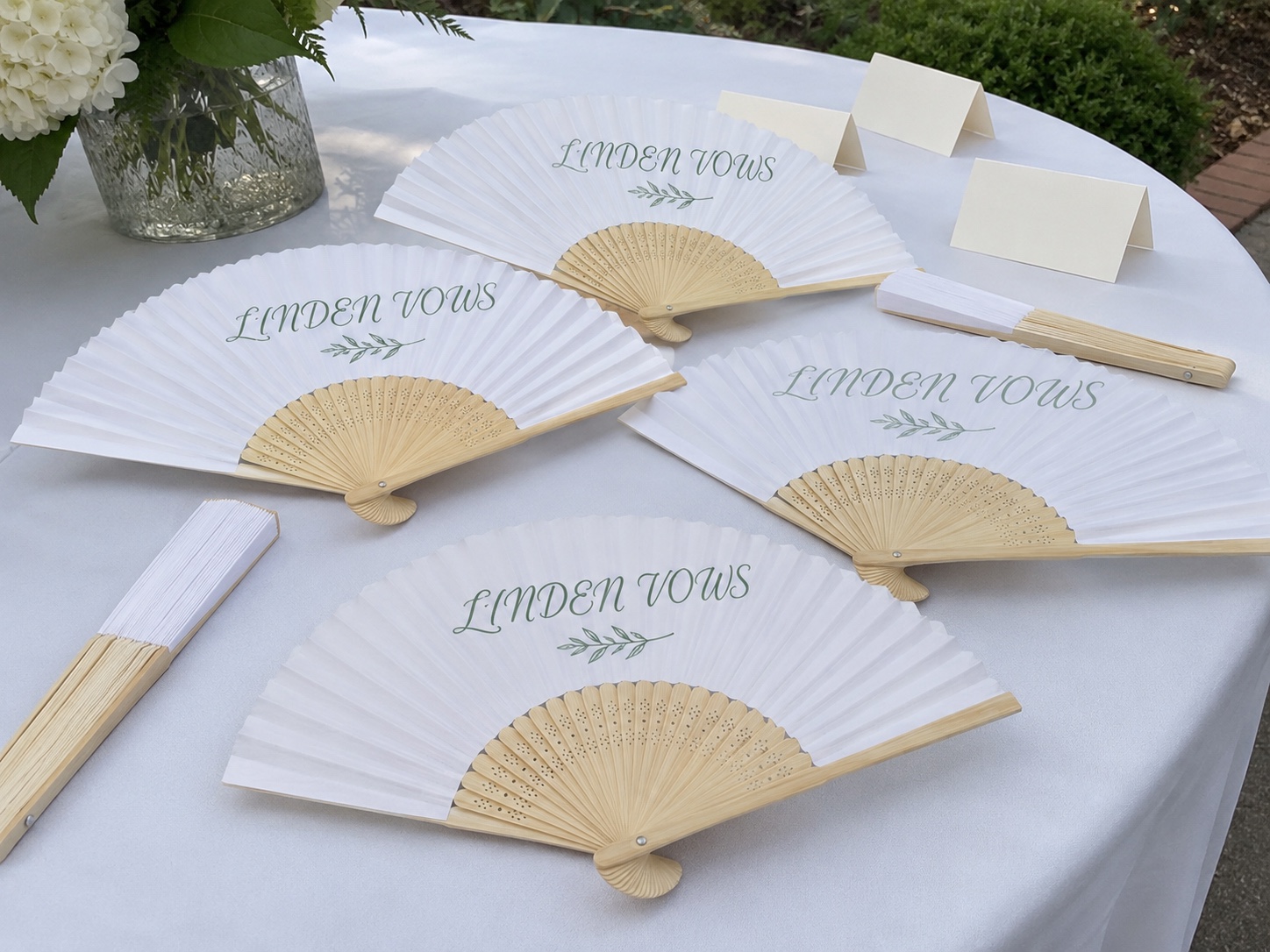 Bamboo fans with logo printing — customer photo