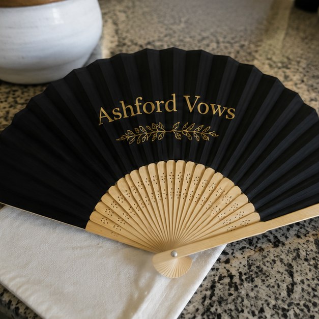 Custom wedding fans — customer photo